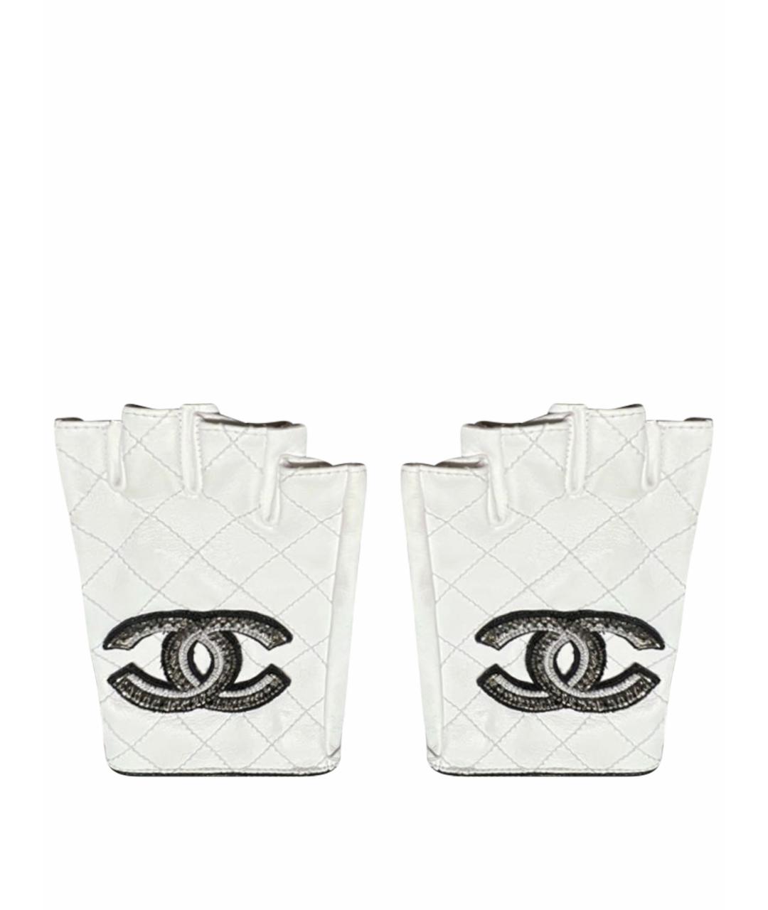 CHANEL Белые кожаные митенки, фото 1