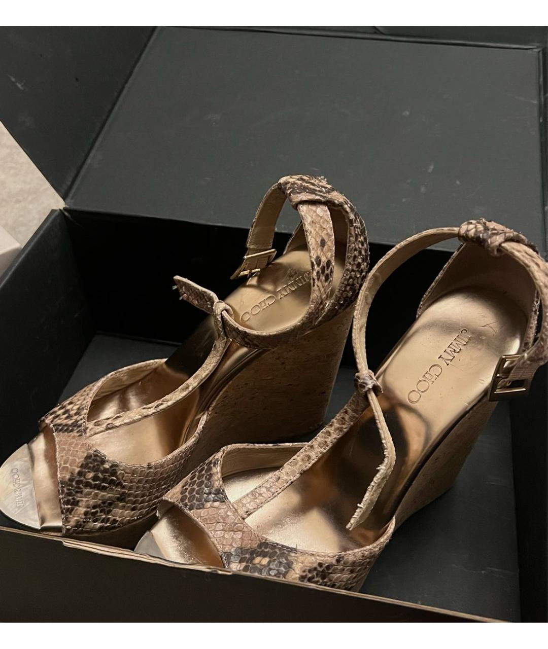 JIMMY CHOO Бежевые кожаные босоножки, фото 6