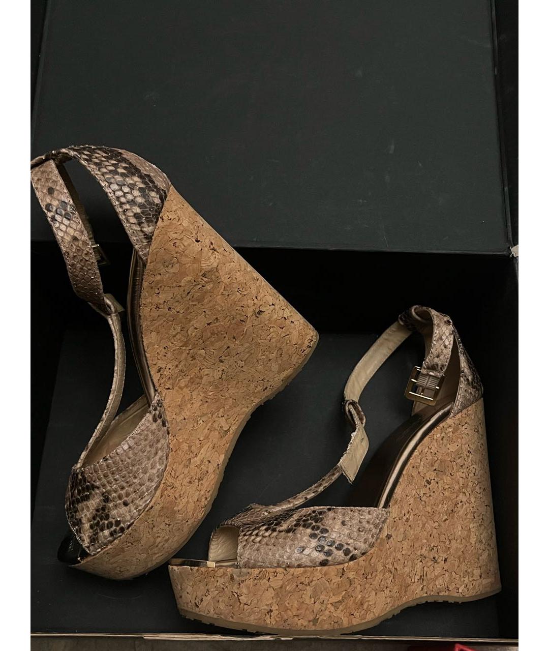 JIMMY CHOO Бежевые кожаные босоножки, фото 9