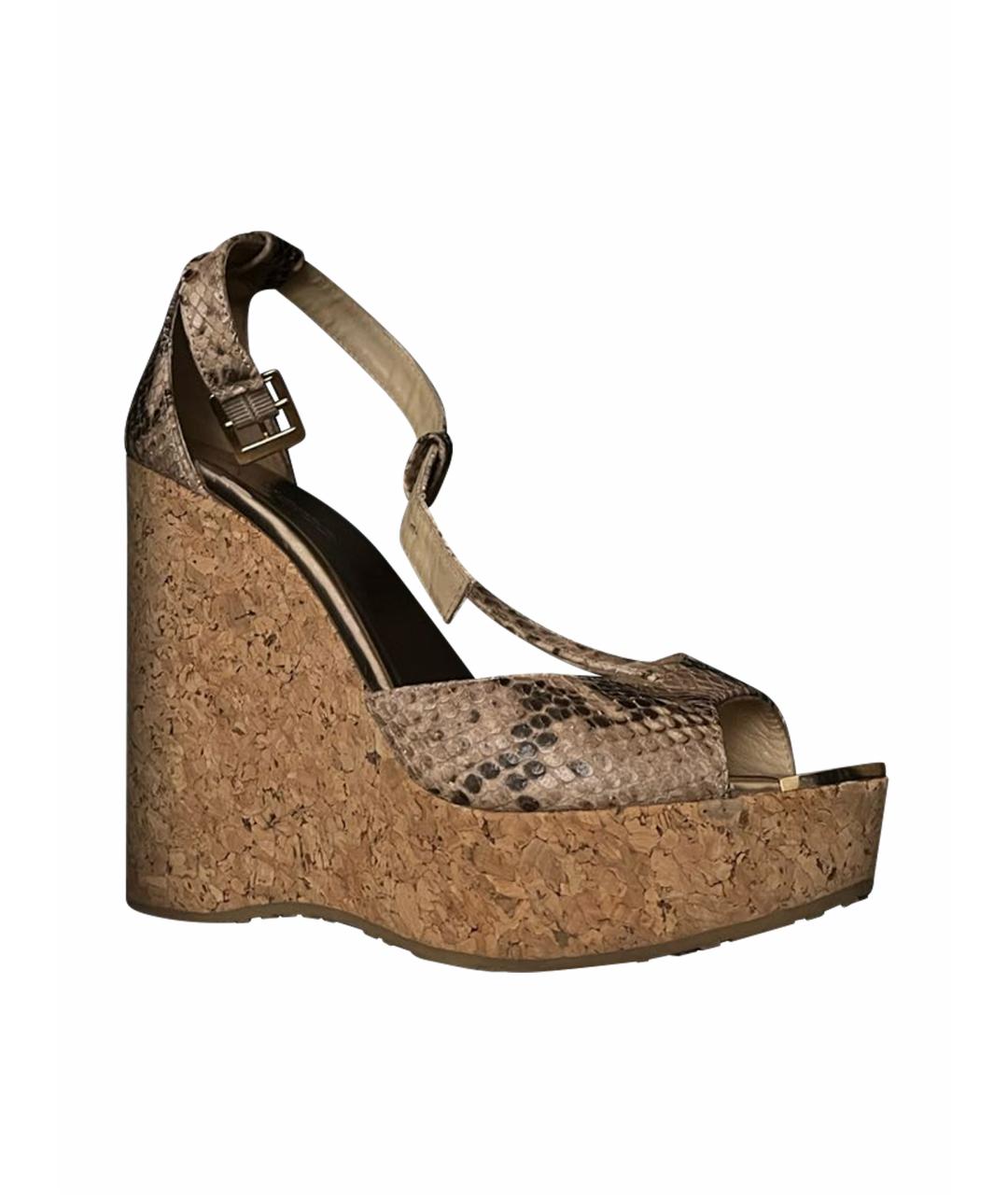 JIMMY CHOO Бежевые кожаные босоножки, фото 1