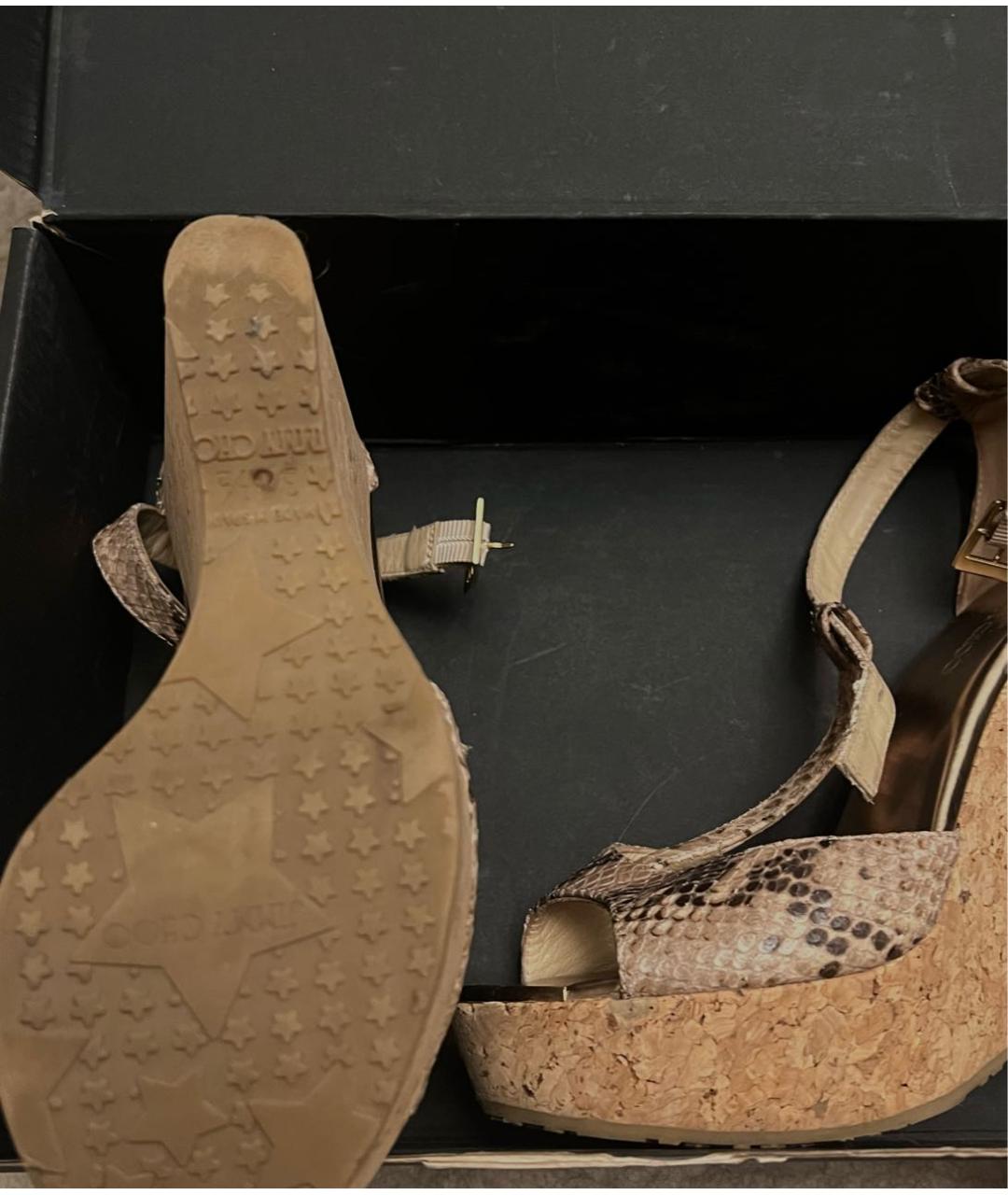 JIMMY CHOO Бежевые кожаные босоножки, фото 4