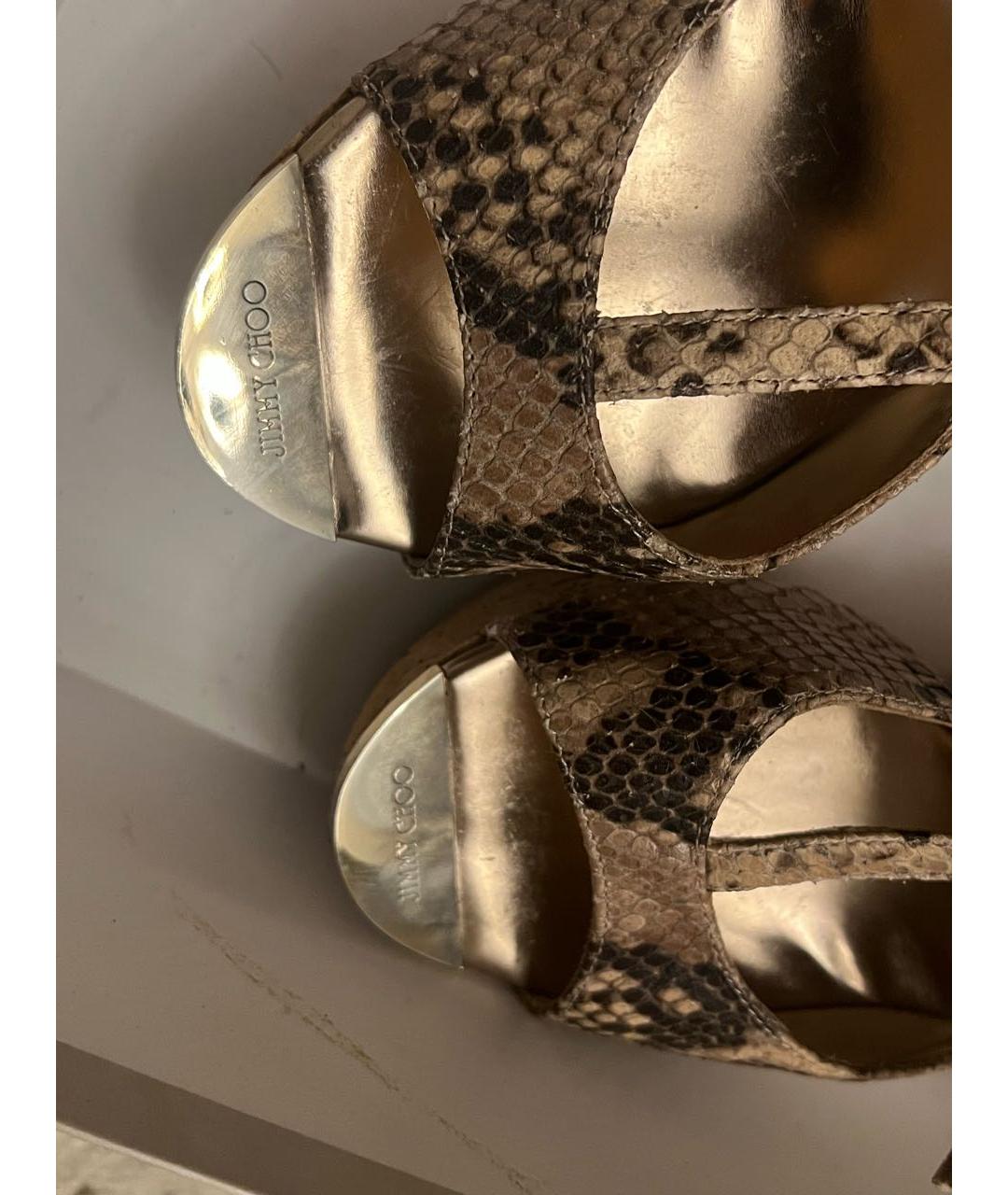 JIMMY CHOO Бежевые кожаные босоножки, фото 8