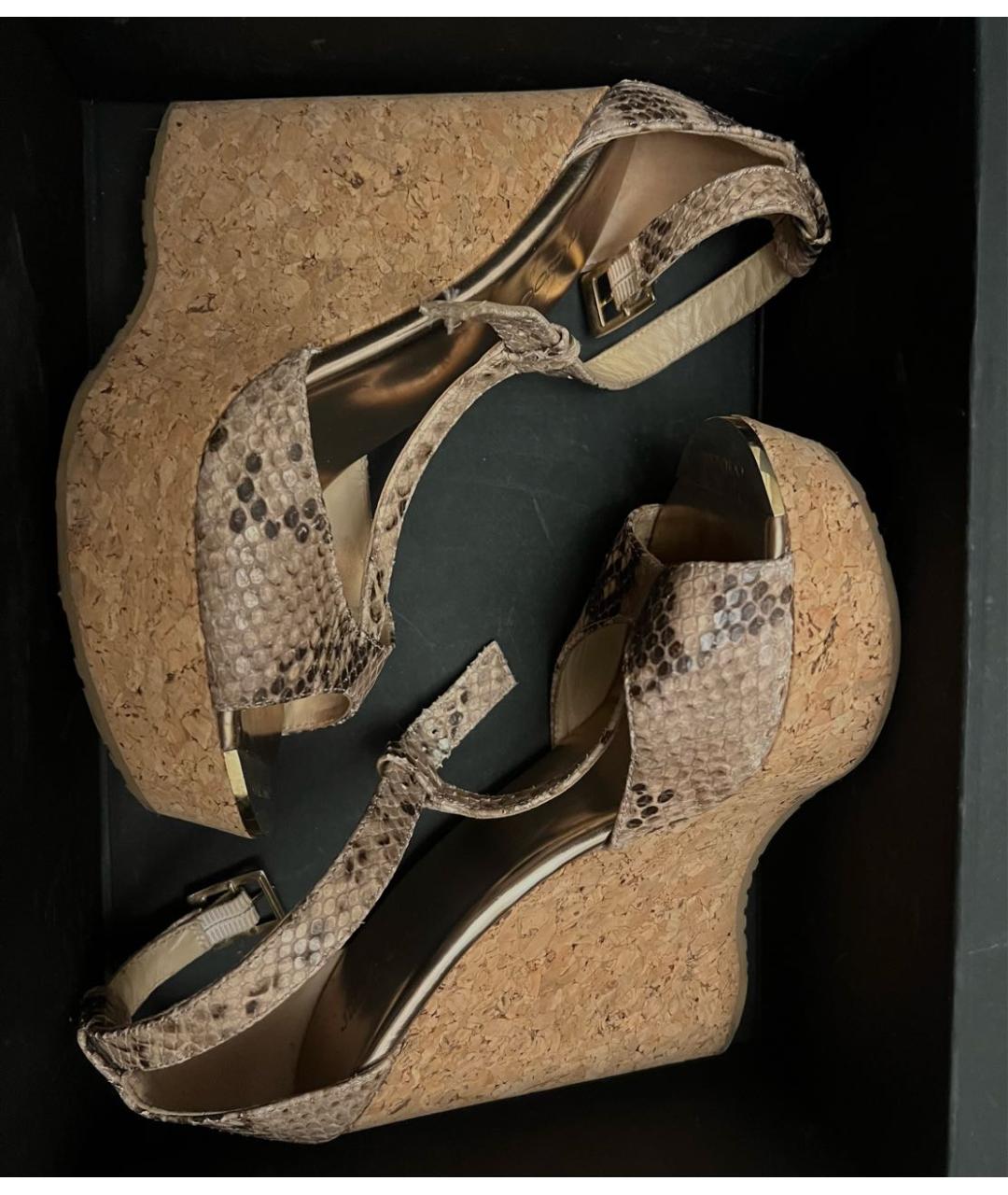 JIMMY CHOO Бежевые кожаные босоножки, фото 3