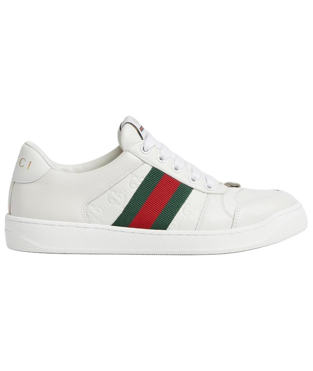 GUCCI Белые кожаные кроссовки, фото 1