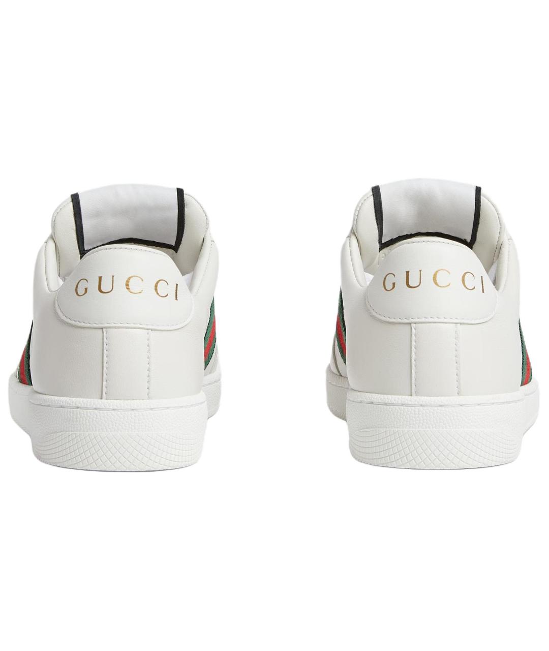 GUCCI Белые кожаные кроссовки, фото 5