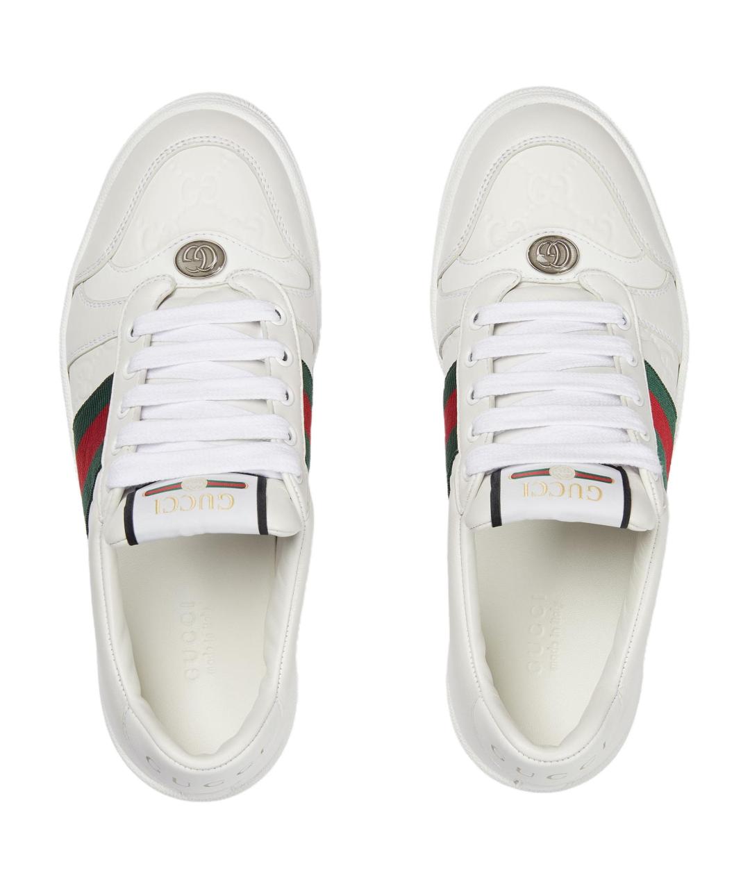 GUCCI Белые кожаные кроссовки, фото 4