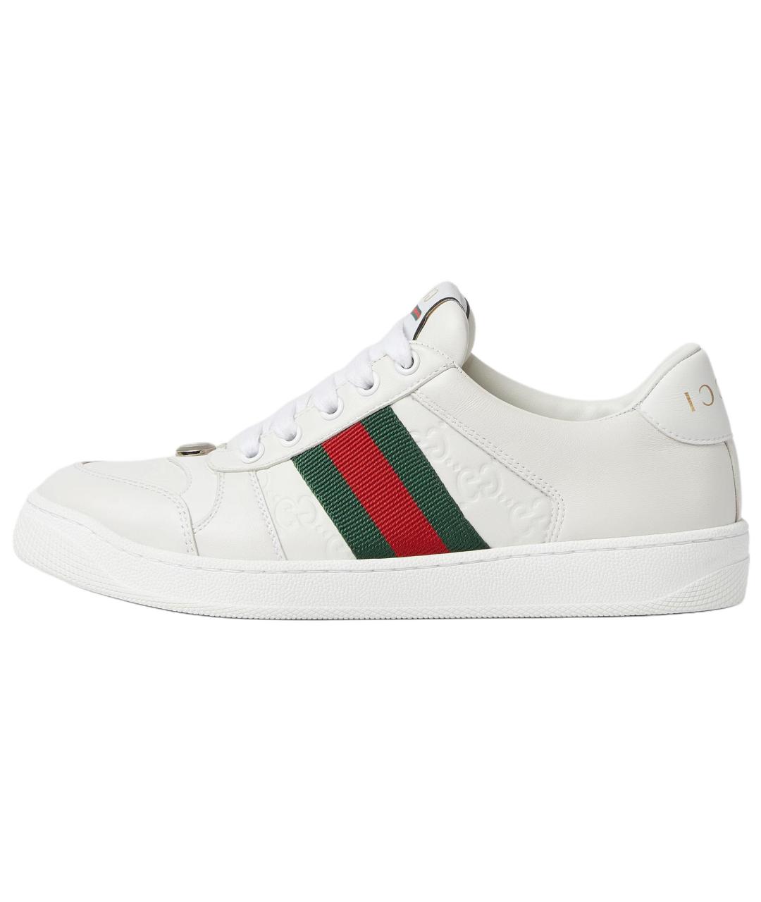 GUCCI Белые кожаные кроссовки, фото 6