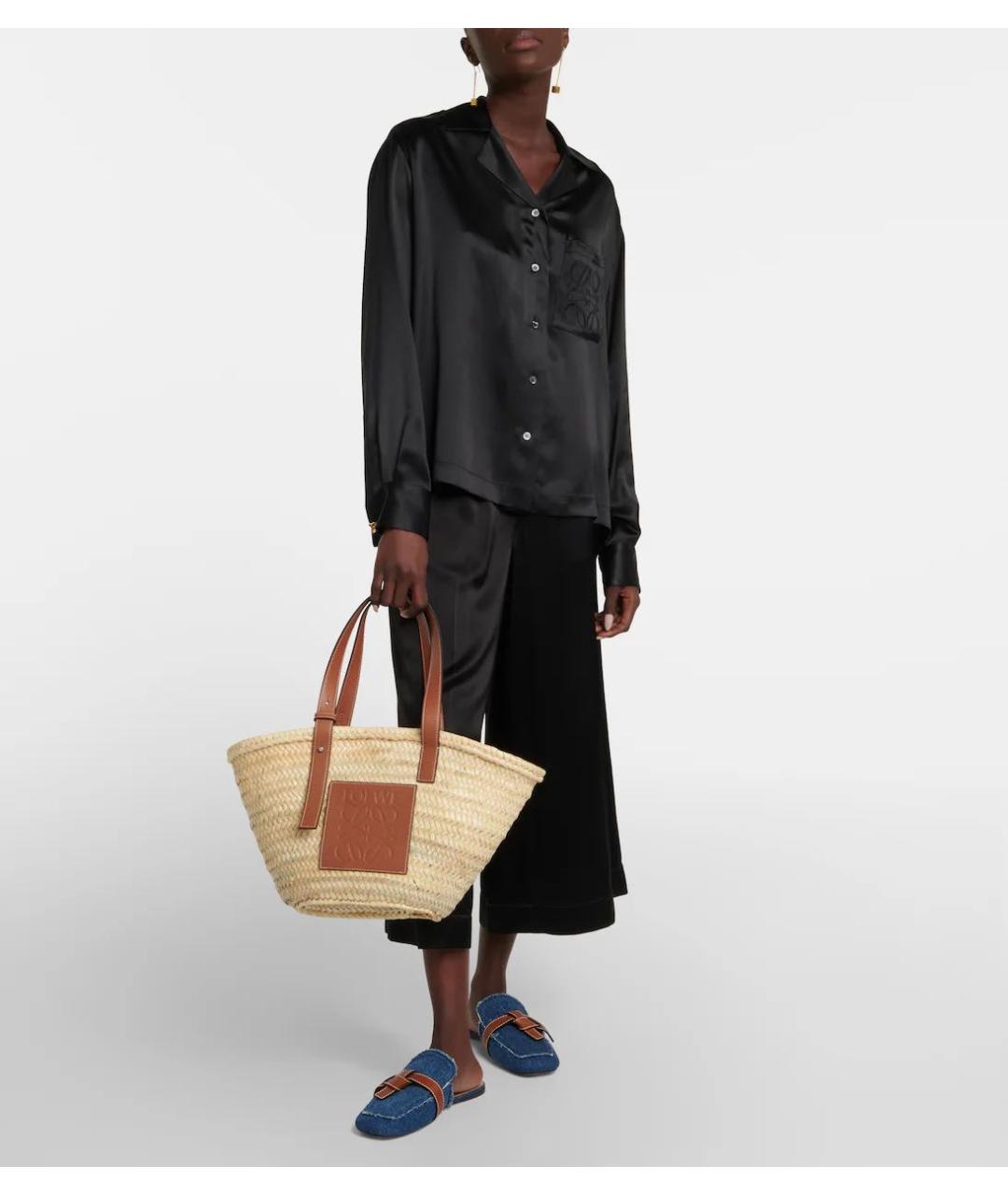 LOEWE Бежевая пелетеная пляжная сумка, фото 5