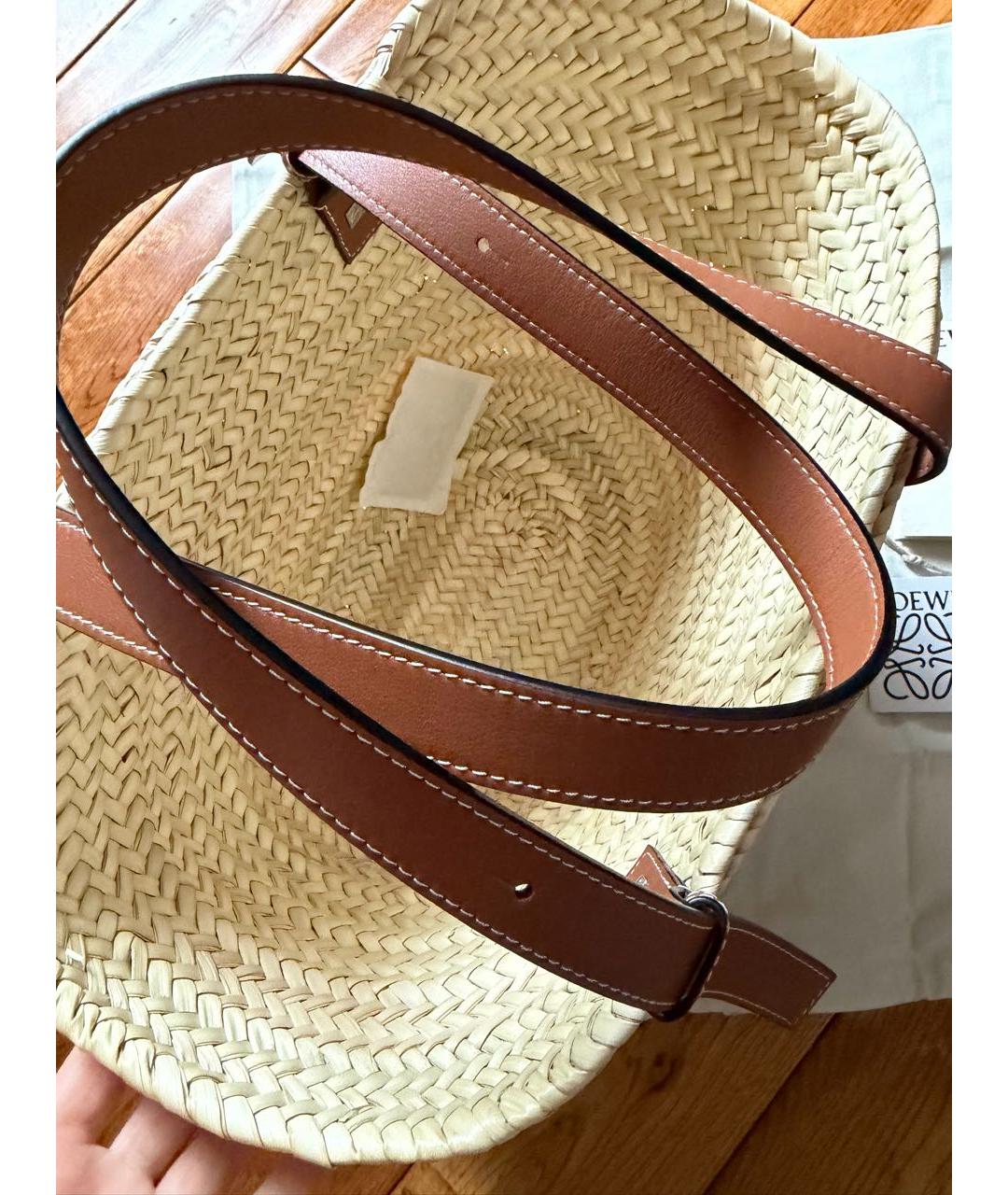 LOEWE Бежевая пелетеная пляжная сумка, фото 7