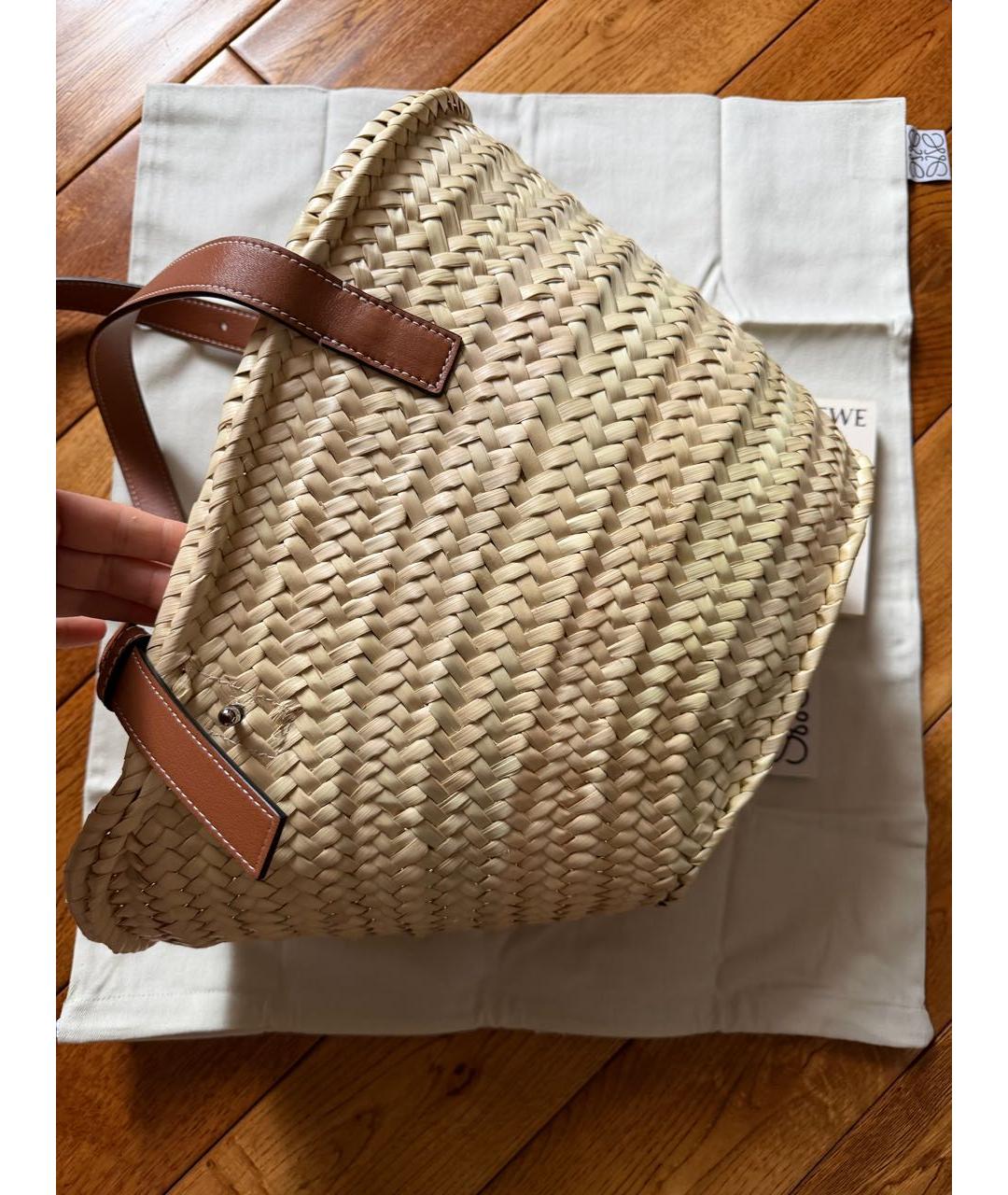 LOEWE Бежевая пелетеная пляжная сумка, фото 6