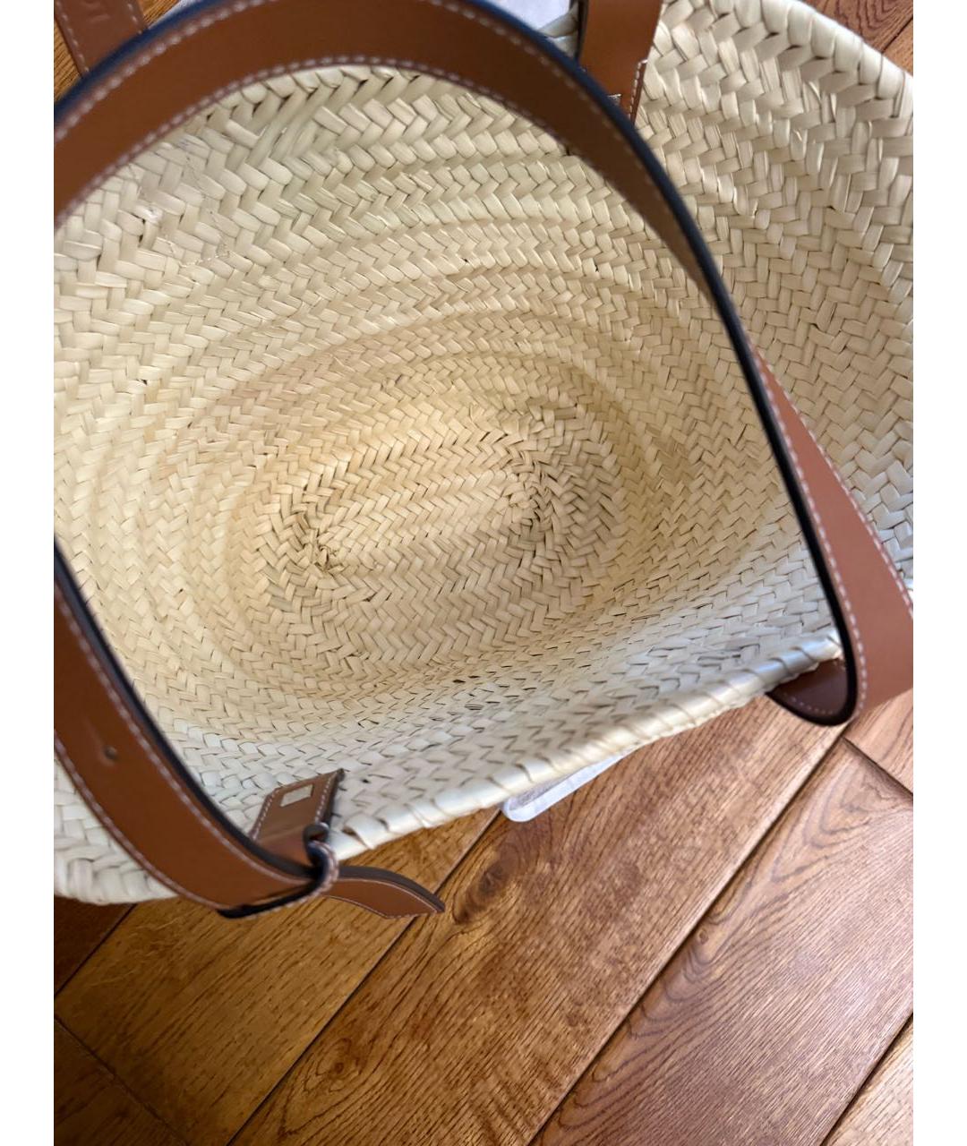 LOEWE Бежевая пелетеная пляжная сумка, фото 8