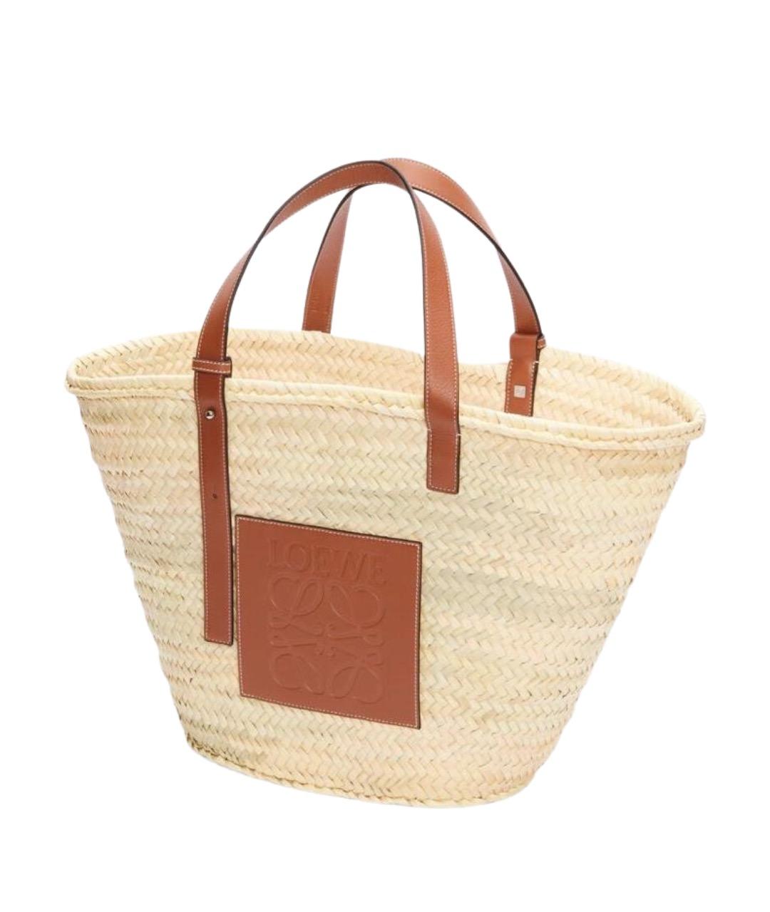 LOEWE Бежевая пелетеная пляжная сумка, фото 2