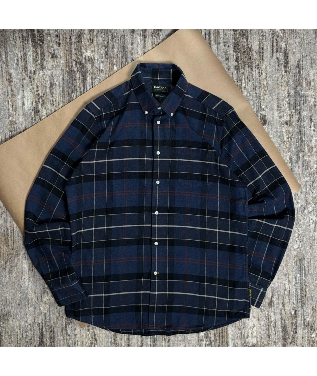 BARBOUR Темно-синяя хлопковая кэжуал рубашка, фото 8