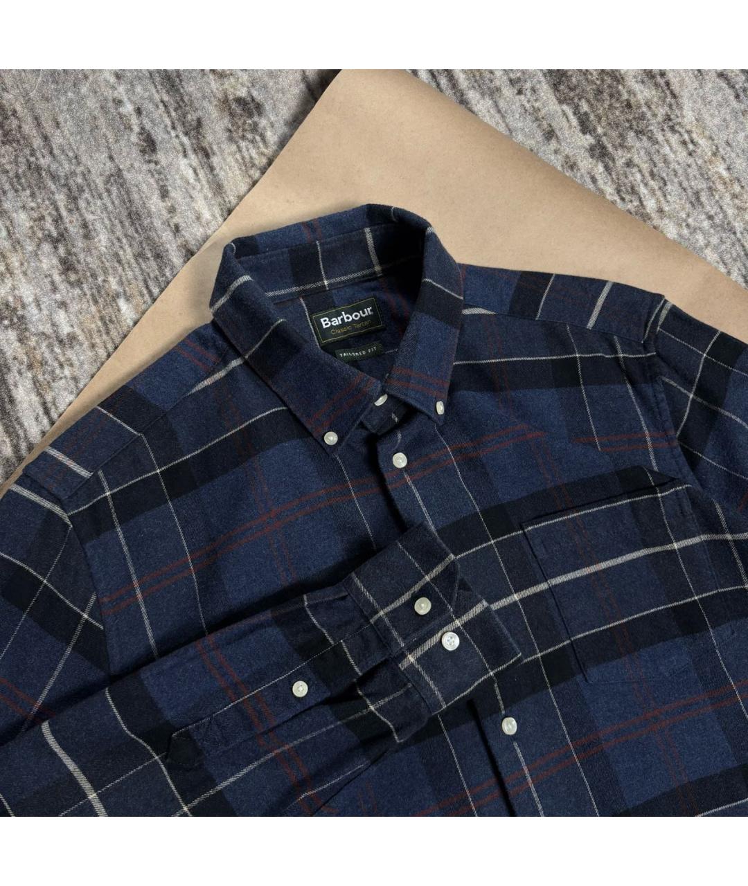 BARBOUR Темно-синяя хлопковая кэжуал рубашка, фото 2