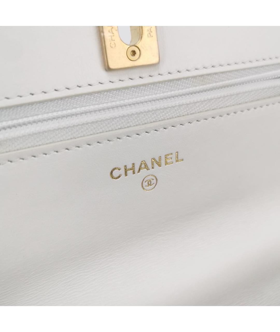 CHANEL Белая кожаная сумка через плечо, фото 7