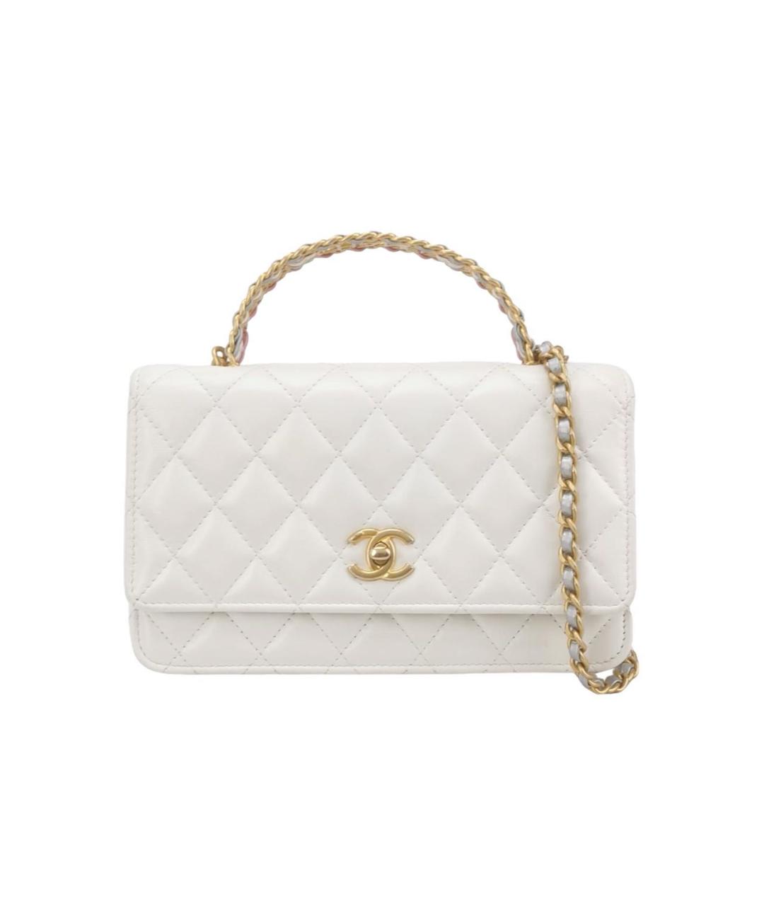 CHANEL Белая кожаная сумка через плечо, фото 9