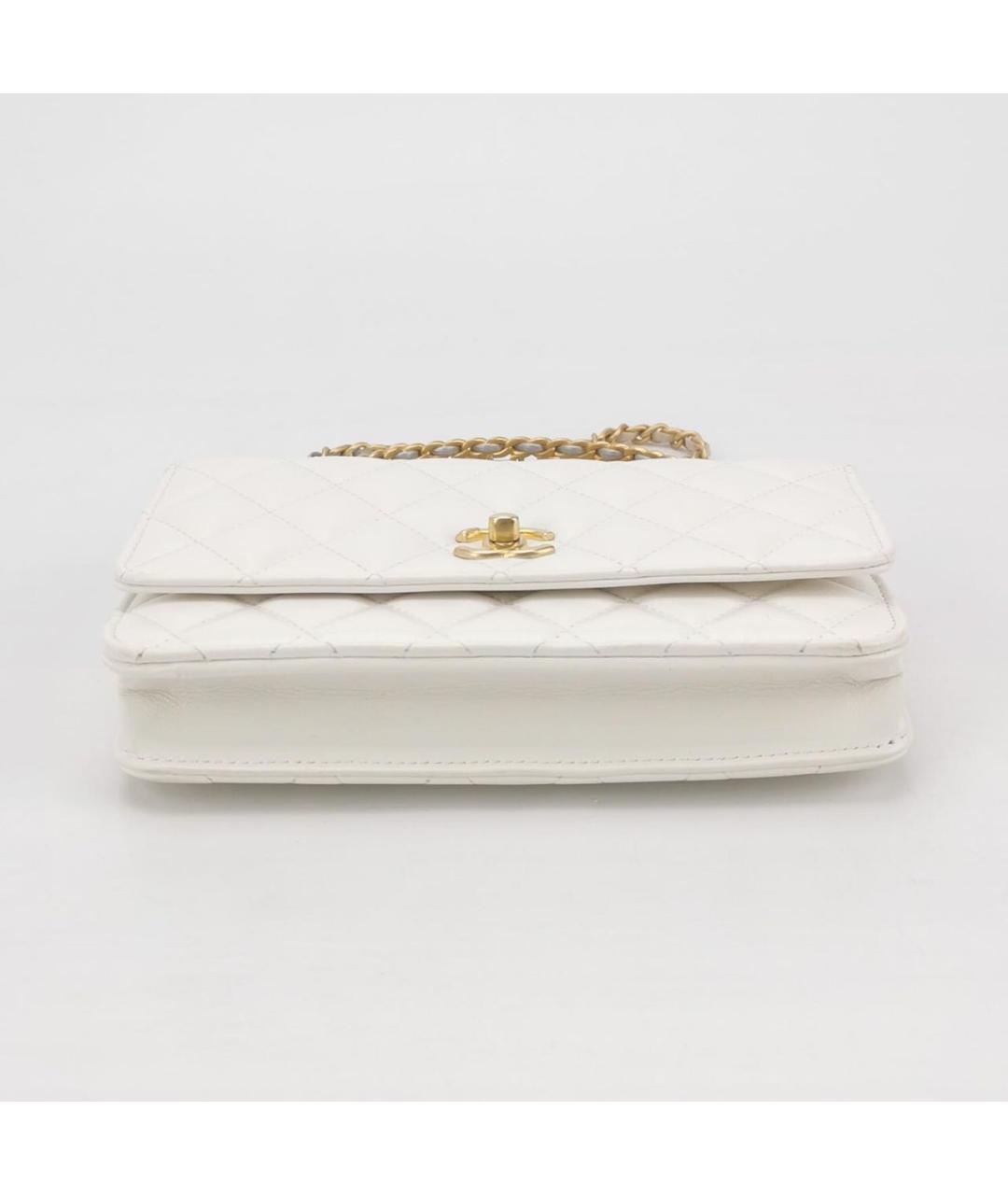 CHANEL Белая кожаная сумка через плечо, фото 5