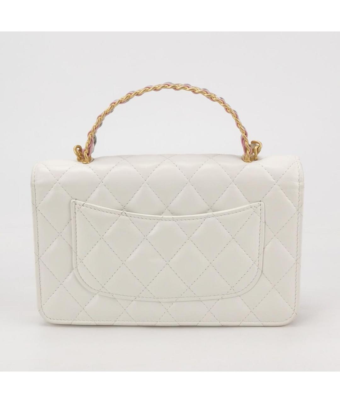 CHANEL Белая кожаная сумка через плечо, фото 4