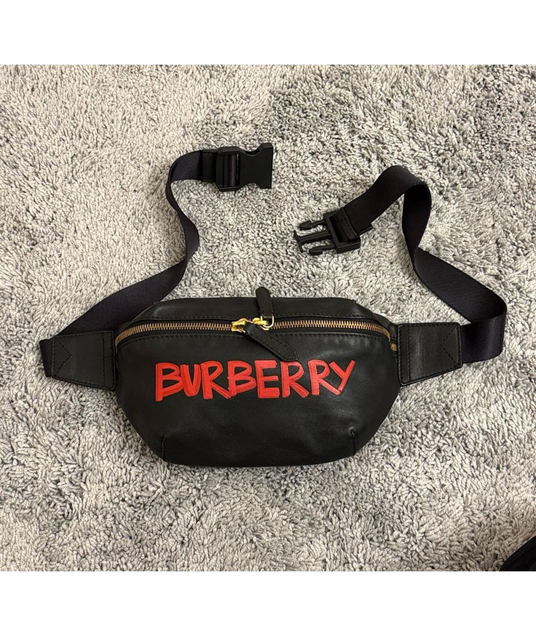 BURBERRY Черная кожаная поясная сумка, фото 9