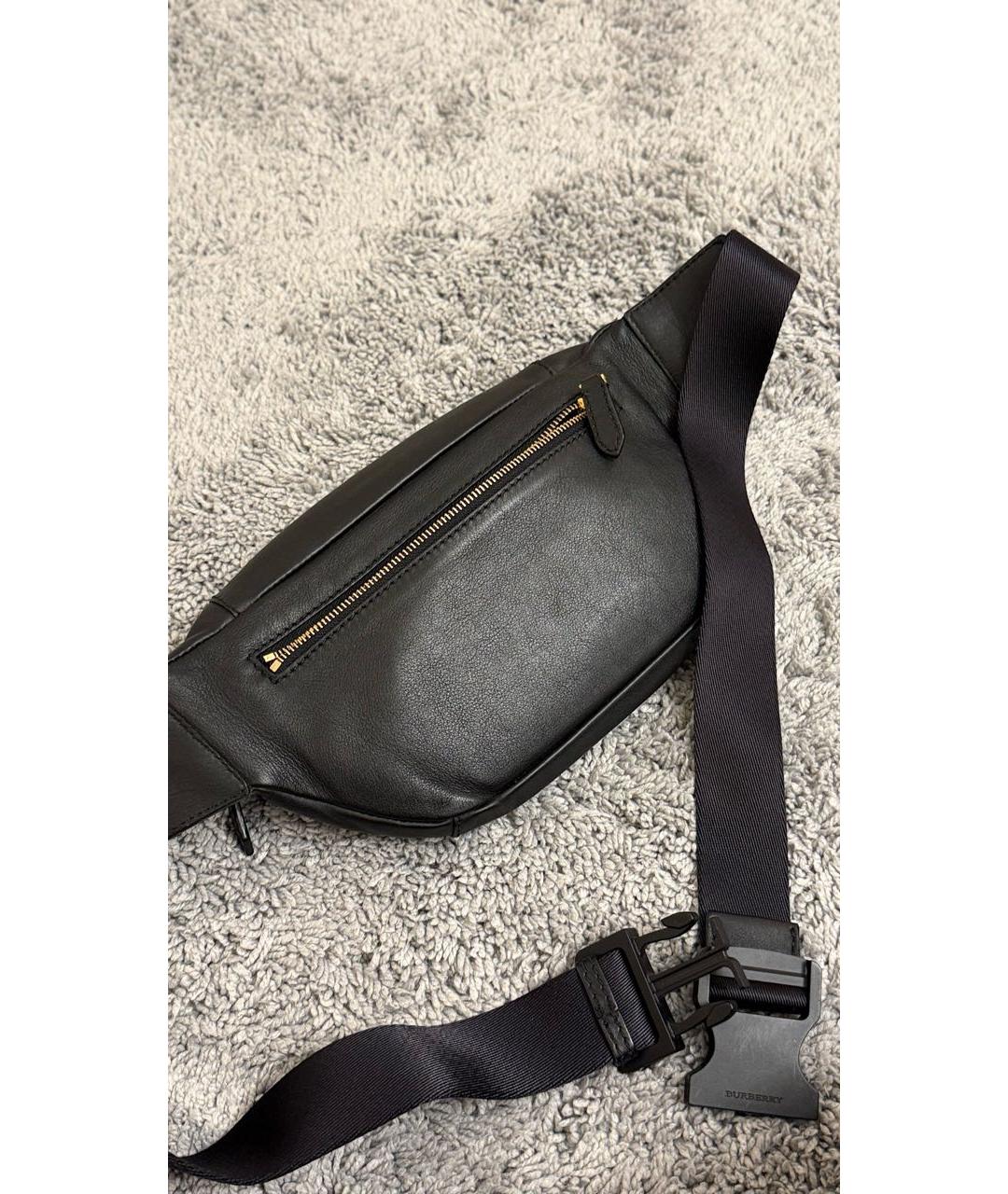 BURBERRY Черная кожаная поясная сумка, фото 7