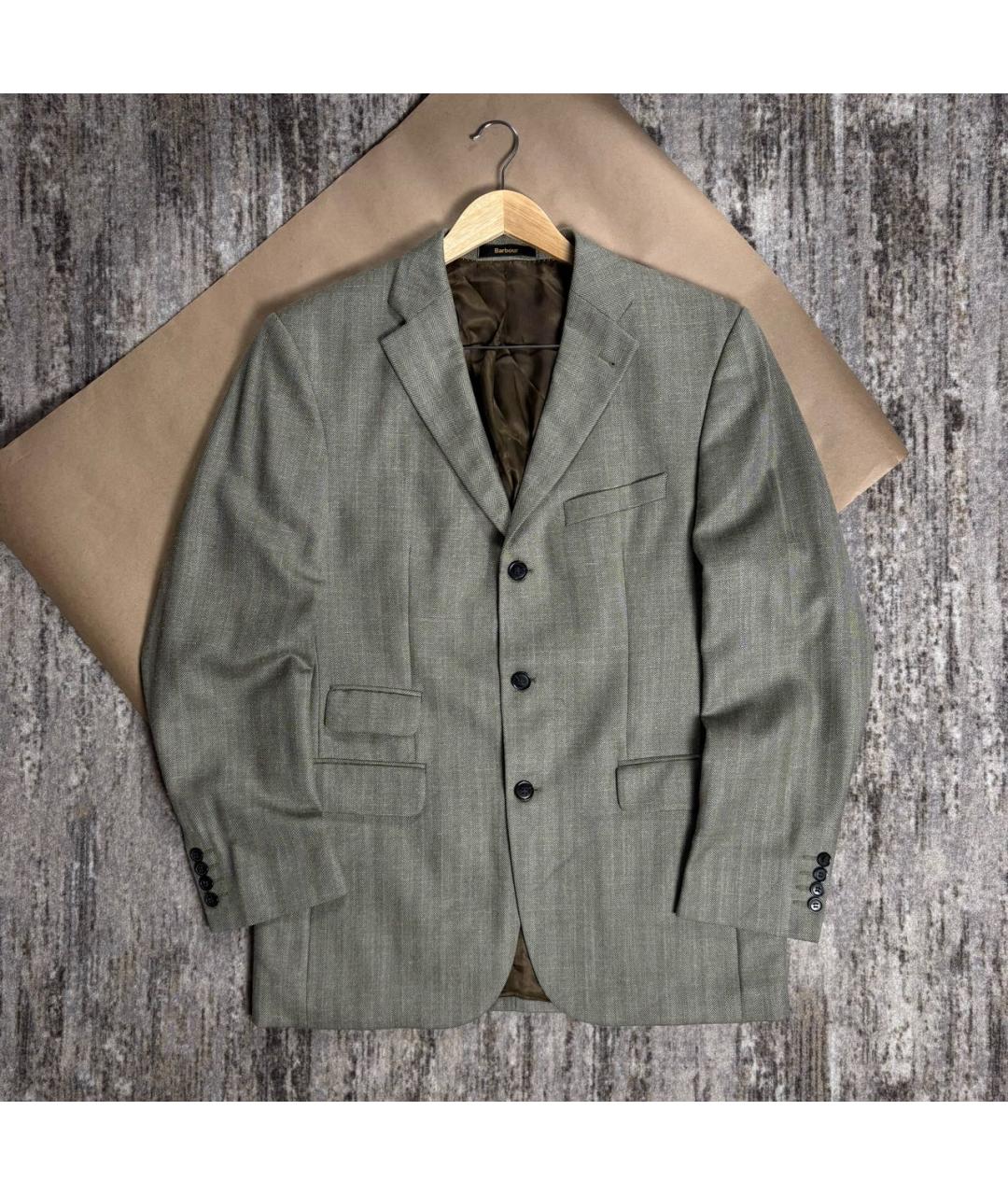 BARBOUR Серый шерстяной пиджак, фото 8
