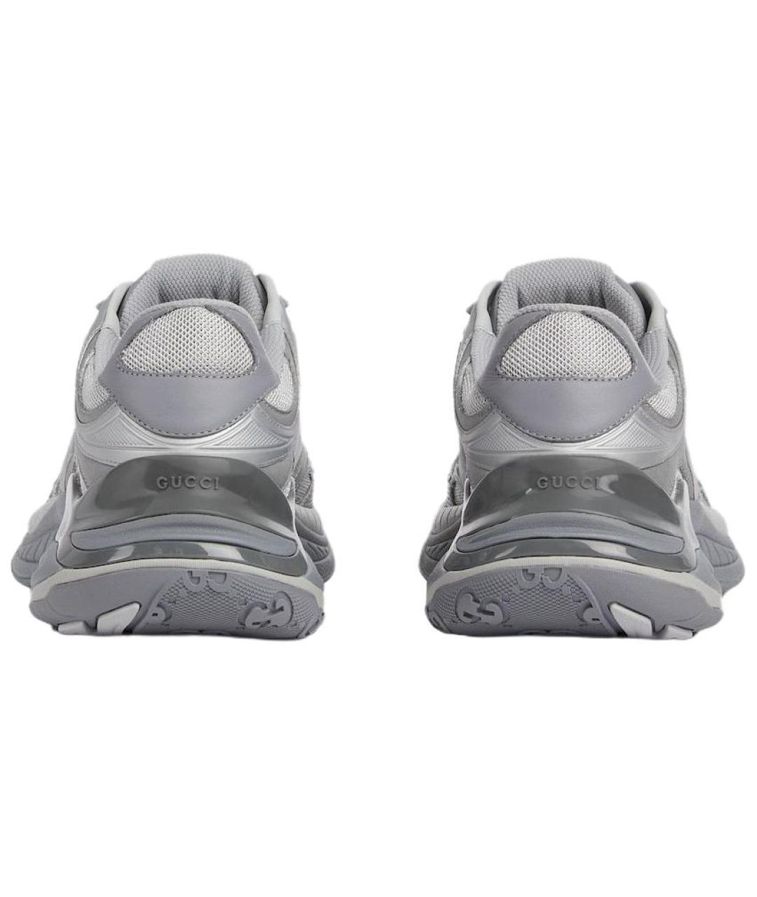 GUCCI Серебряные кожаные низкие кроссовки / кеды, фото 5