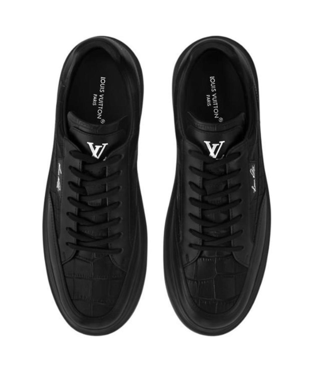 LOUIS VUITTON Черные кожаные низкие кроссовки / кеды, фото 4