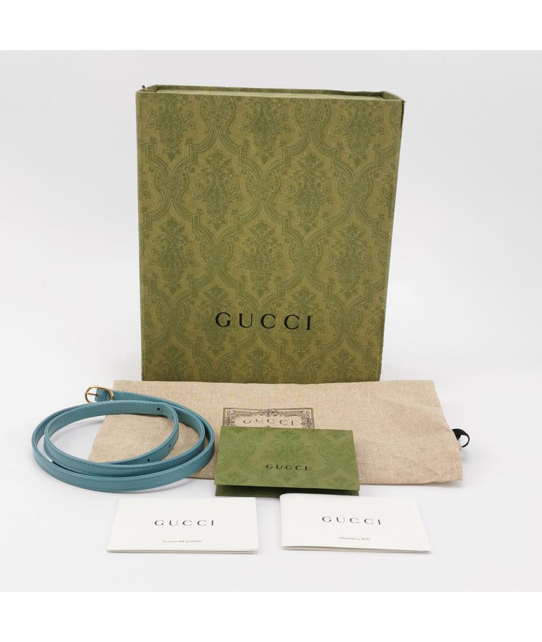 GUCCI Бирюзовая кожаная сумка через плечо, фото 8