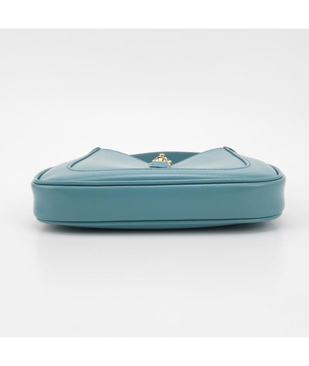 GUCCI Бирюзовая кожаная сумка через плечо, фото 4