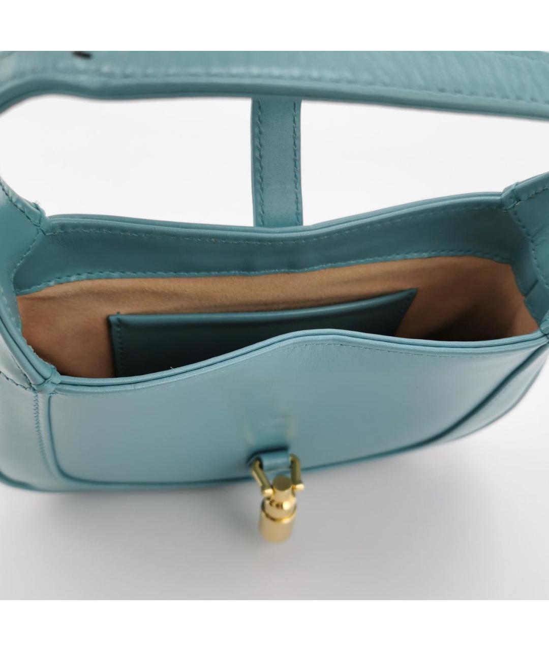 GUCCI Бирюзовая кожаная сумка через плечо, фото 5