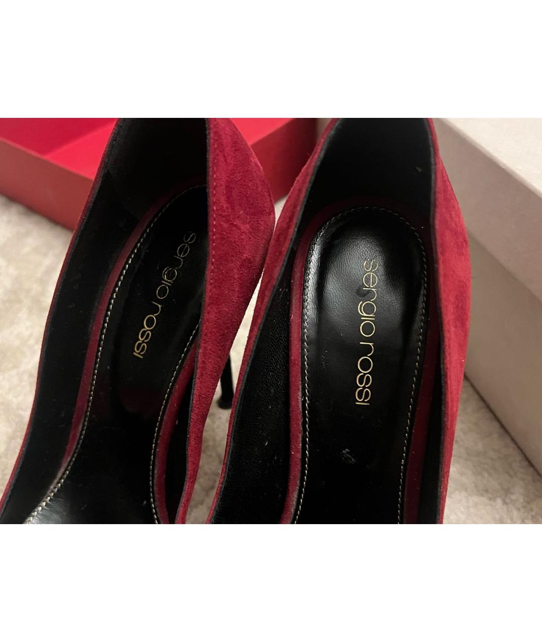 SERGIO ROSSI Бордовые замшевые туфли, фото 4