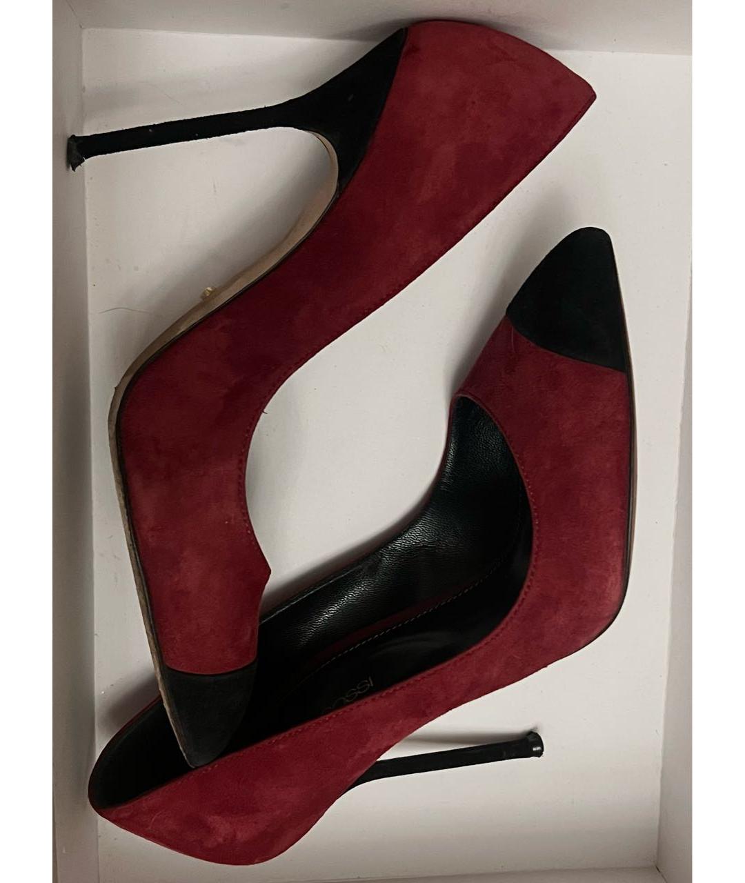 SERGIO ROSSI Бордовые замшевые туфли, фото 6