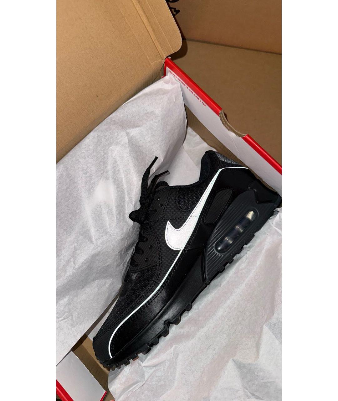 NIKE Черные кожаные низкие кроссовки / кеды, фото 6