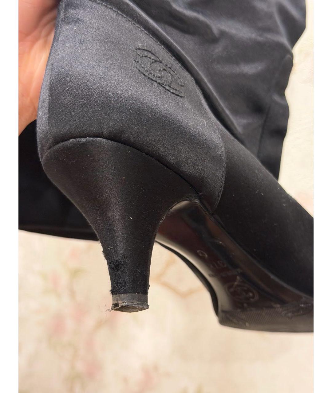 CHANEL Черные текстильные сапоги, фото 4