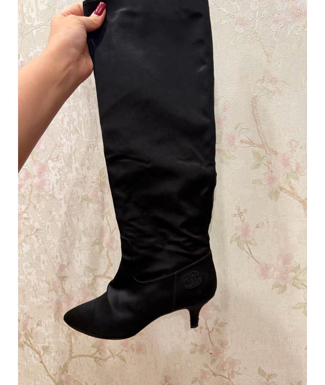 CHANEL Черные текстильные сапоги, фото 6