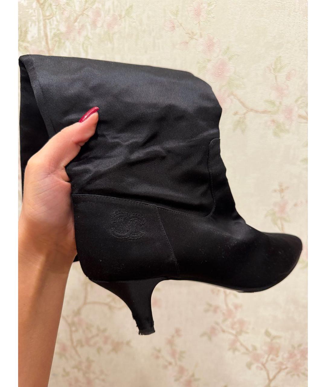 CHANEL Черные текстильные сапоги, фото 2