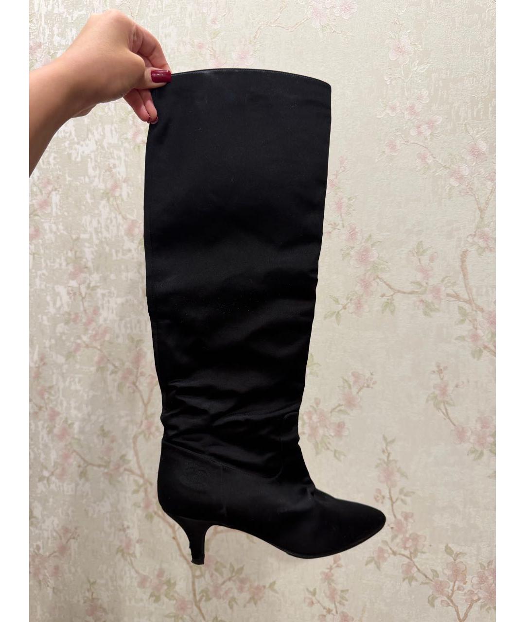 CHANEL Черные текстильные сапоги, фото 9