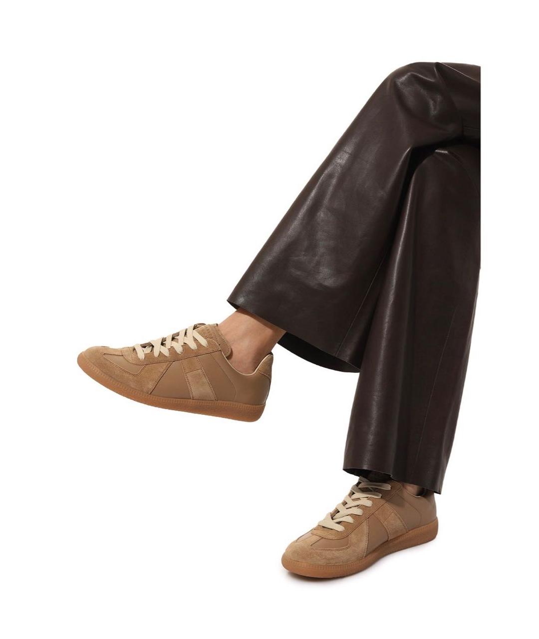 MAISON MARGIELA Бежевые кожаные кеды, фото 5