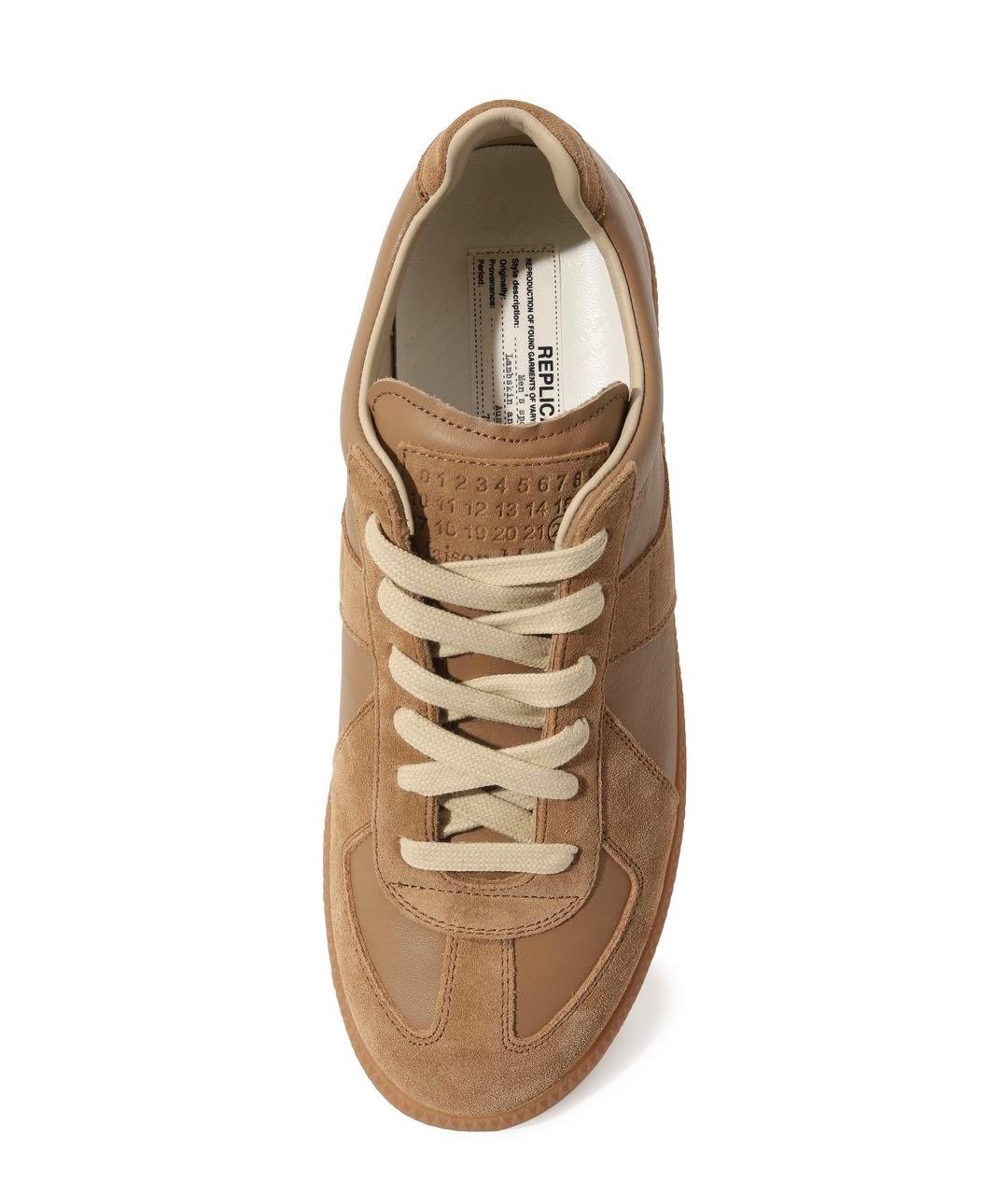 MAISON MARGIELA Бежевые кожаные кеды, фото 4