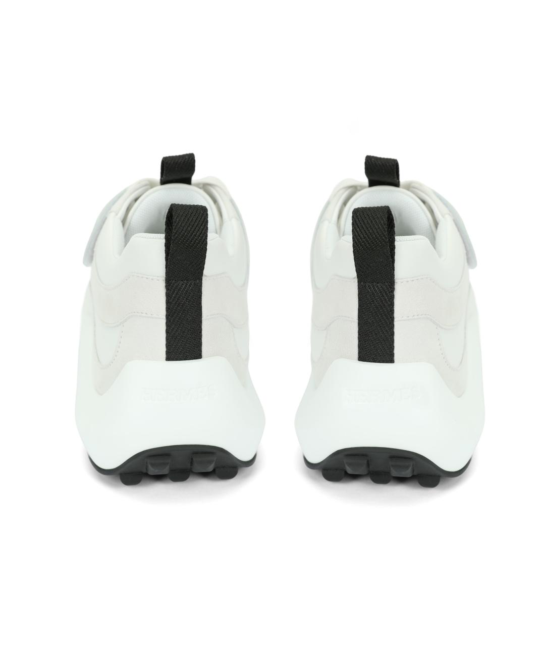 HERMES Белые кожаные кроссовки, фото 4