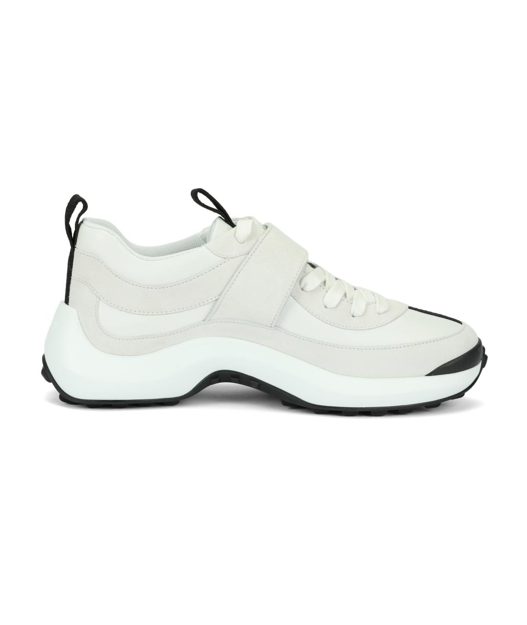 HERMES Белые кожаные кроссовки, фото 1