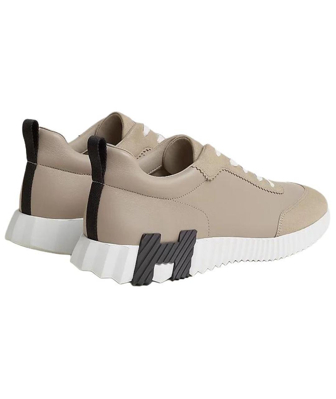 HERMES Бежевые кожаные низкие кроссовки / кеды, фото 3