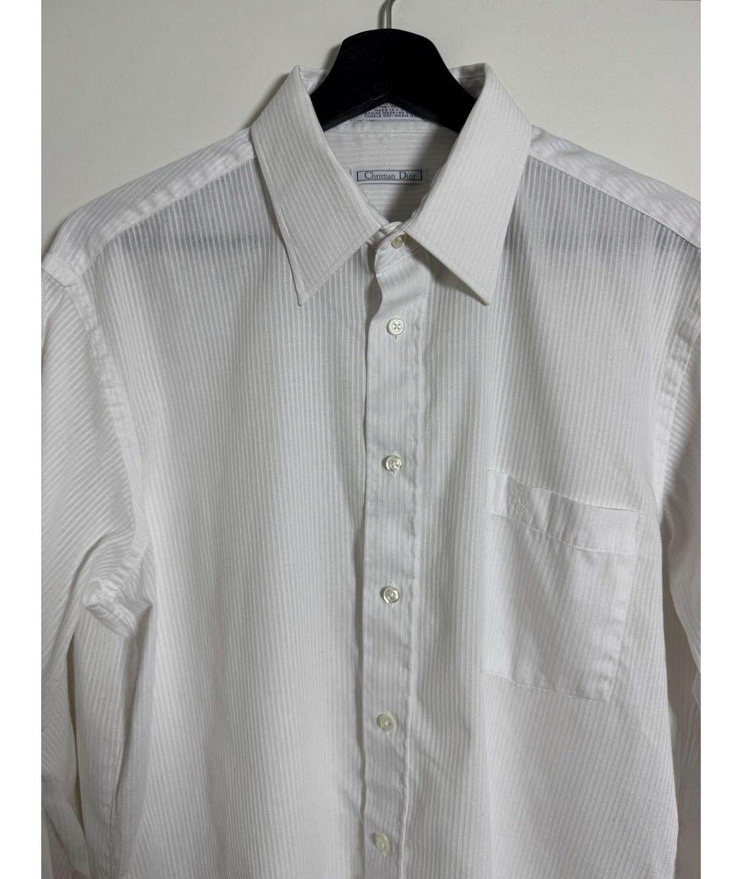 CHRISTIAN DIOR Белая хлопко-полиэстеровая классическая рубашка, фото 5