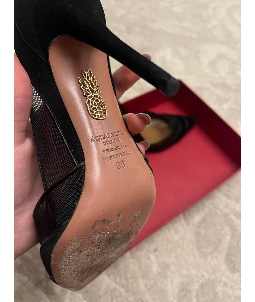 AQUAZZURA Черные бархатные туфли, фото 2