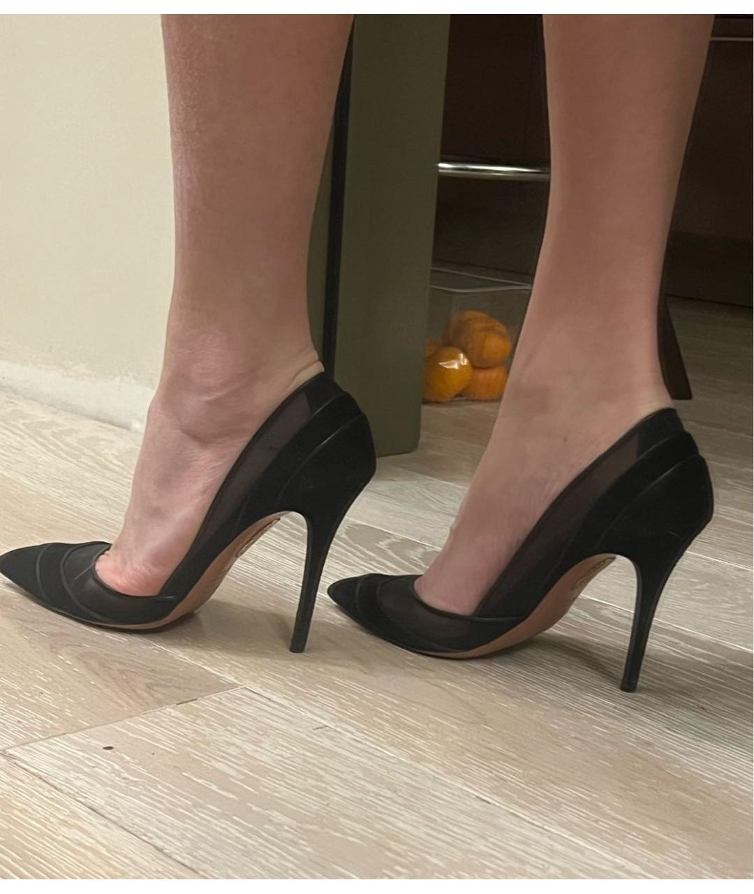 AQUAZZURA Черные бархатные туфли, фото 4