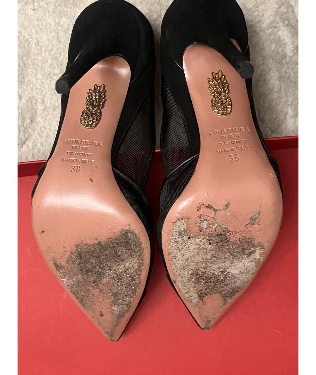 AQUAZZURA Черные бархатные туфли, фото 3