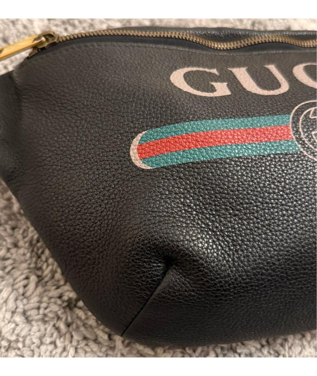 GUCCI Черная кожаная поясная сумка, фото 4