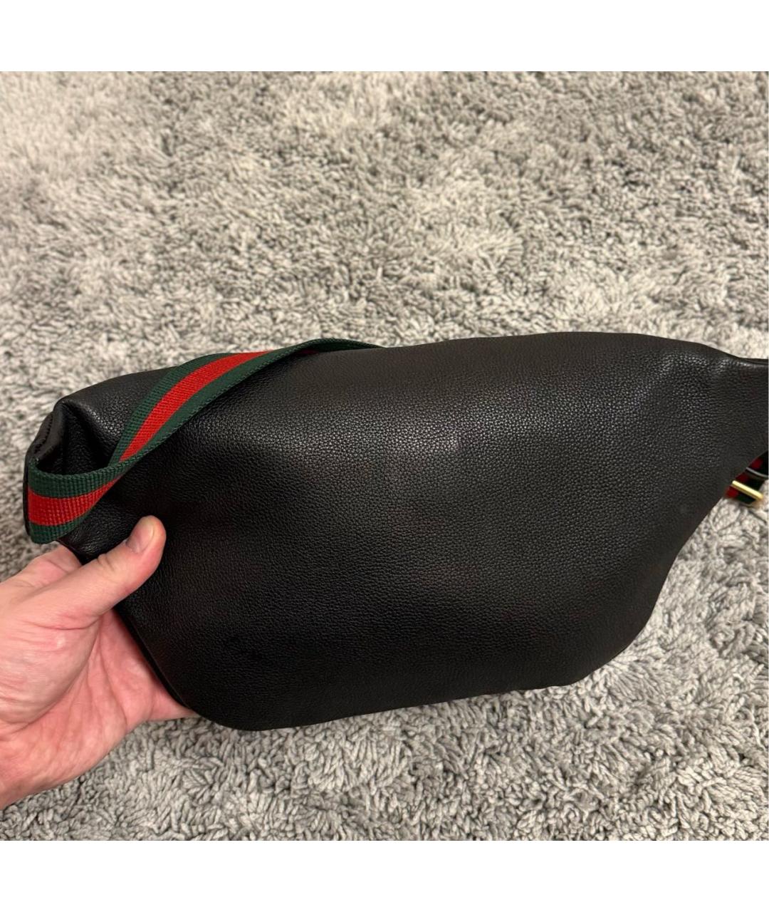 GUCCI Черная кожаная поясная сумка, фото 5