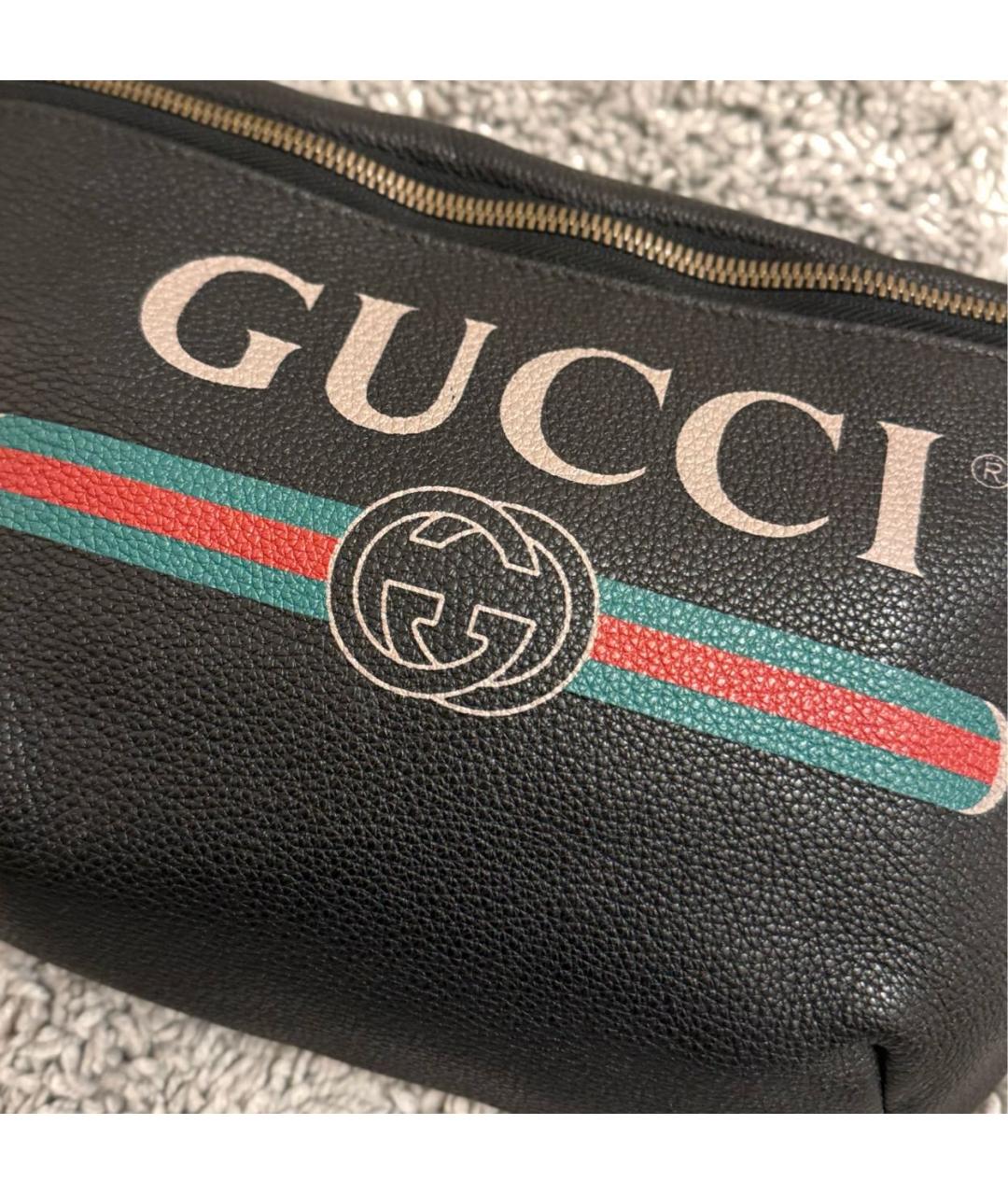 GUCCI Черная кожаная поясная сумка, фото 3