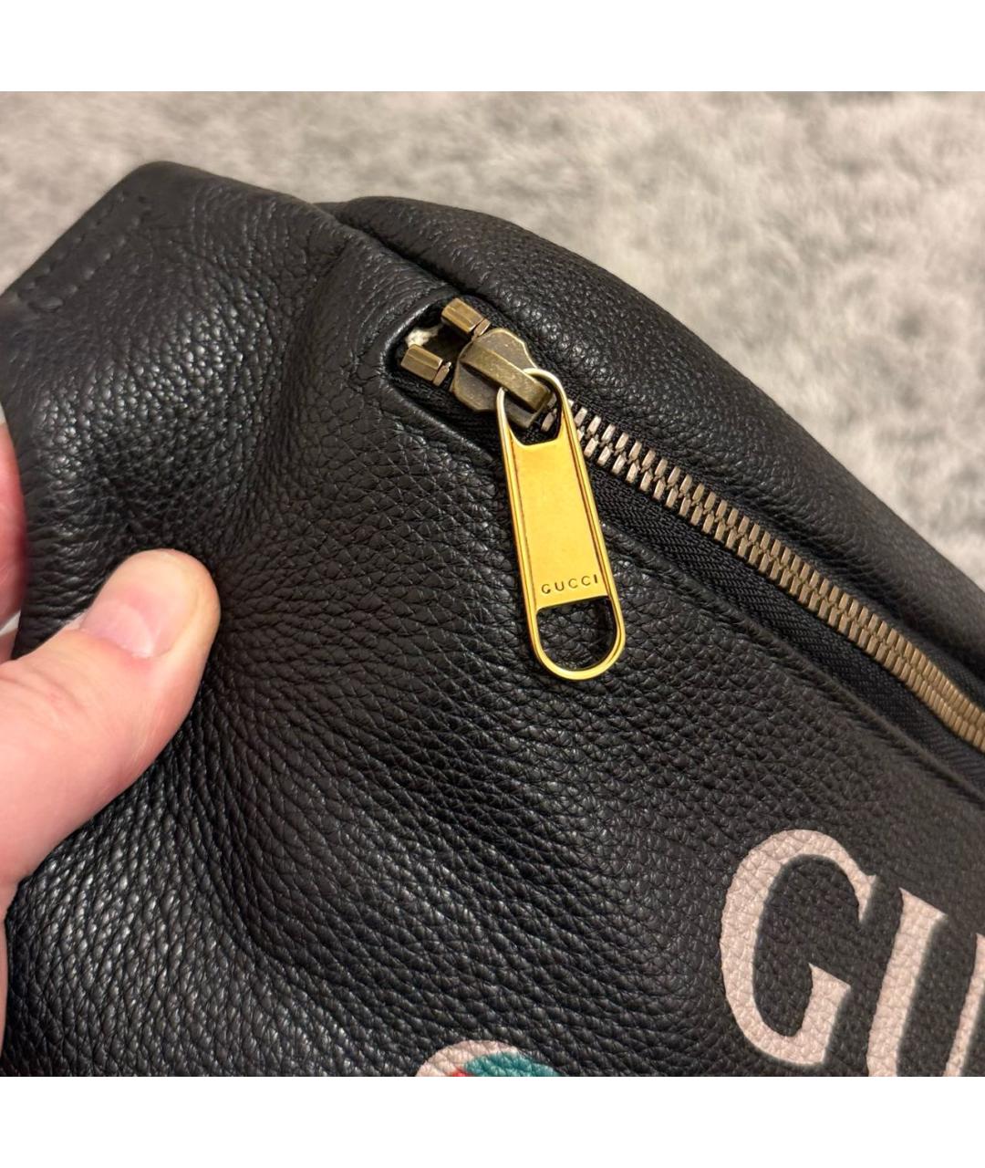 GUCCI Черная кожаная поясная сумка, фото 6